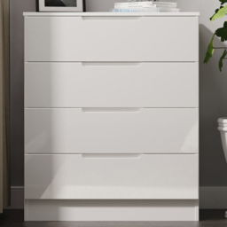 Crowndale Milan White Gloss and White 4 Drawer Chest of Drawers Ready Assembled