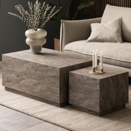 Florence Dice Grey Marble Coffee Table Set of 2