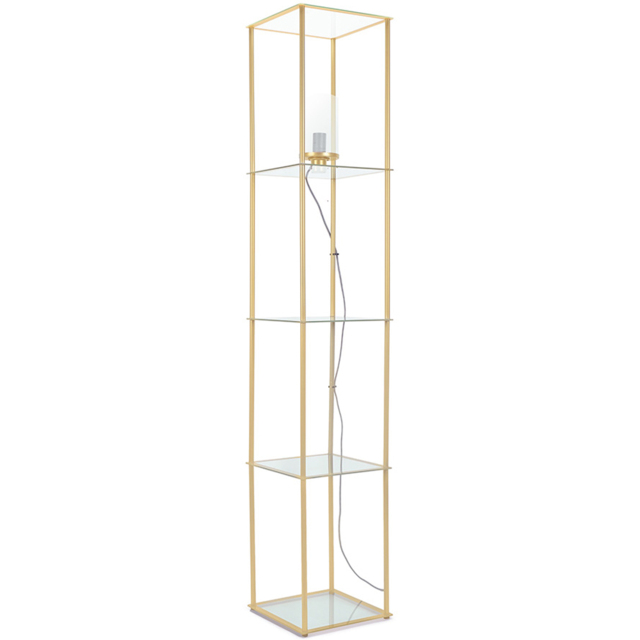 ValueLights Gobie 4 Shelf Gold Metal Frame Glass LED Floor Lamp - image 1