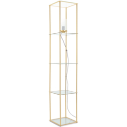 ValueLights Gobie 4 Shelf Gold Metal Frame Glass LED Floor Lamp