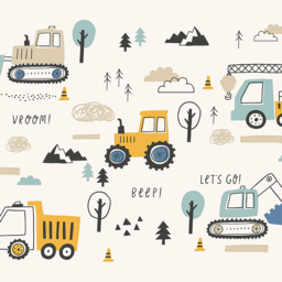 Origin Murals Tractors and Diggers Blue Wall Mural - thumbnail 2