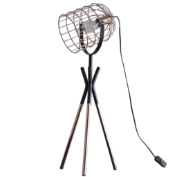 Kliving Fulton Copper and Black Industrial Metal Cage Tripod Table Lamp