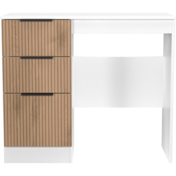 Crowndale Java Slatt Effect and White 3 Drawer Vanity Desk - thumbnail 2