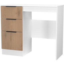 Crowndale Java Slatt Effect and White 3 Drawer Vanity Desk - thumbnail 4