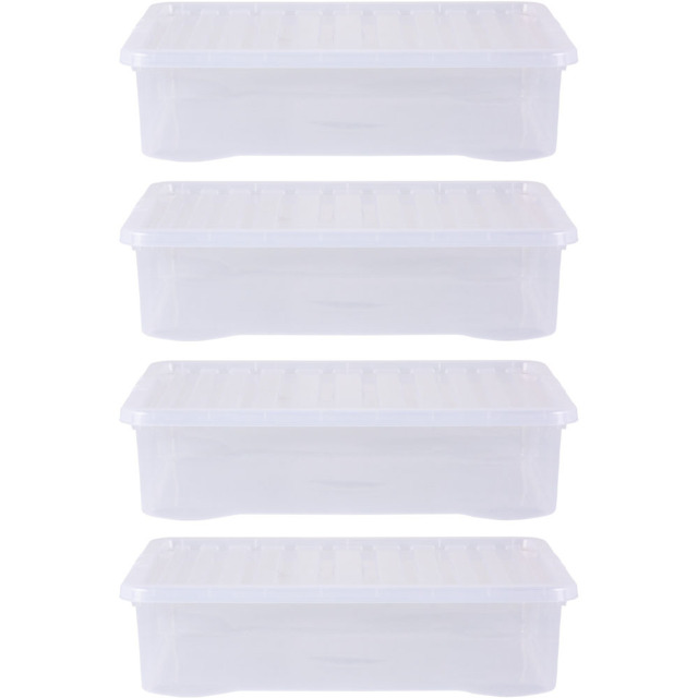 Wham 46L Clear Underbed Crystal Storage Box with Lid 4 Pack - image 1
