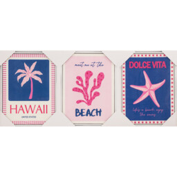 Pink Dolce Vita Beach Glossy Canvas Print 3 Pack