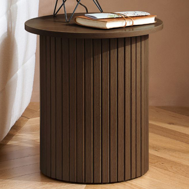 Birlea Axel Round Dark Brown Fluted Side Table - image 1