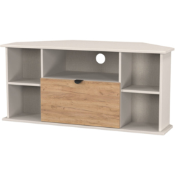 Crowndale Bora Single Drawer 5 Shelf Gold Craft Oak and Kashmir Corner TV Unit Ready Assembled - thumbnail 4