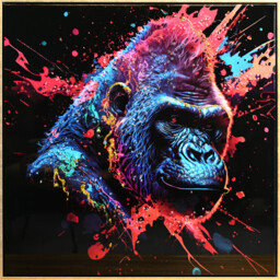Vibrant Embellished Gorilla Gloss Canvas