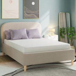 GFW Florence Natural Stone Brown King Size Boucle Ottoman Bed