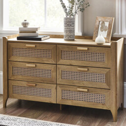 Julian Bowen Sydney 6 Drawer Rattan Effect Wide Chest of Drawers