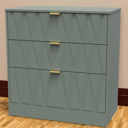Crowndale Las Vegas 3 Drawer Reed Green Deep Chest of Drawers Ready Assembled
