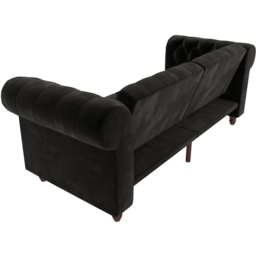 Dorel Felix Chesterfield 3 Seater Black Velvet Sofa Bed - thumbnail 4
