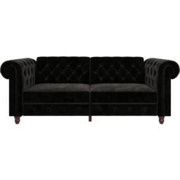Dorel Felix Chesterfield 3 Seater Black Velvet Sofa Bed - thumbnail 2