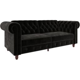 Dorel Felix Chesterfield 3 Seater Black Velvet Sofa Bed - thumbnail 3