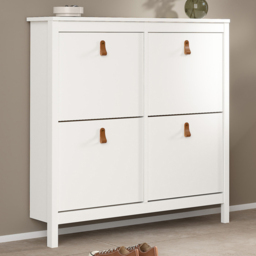 Florence Barcelona 4 Flip Down Doors White Shoe Cabinet