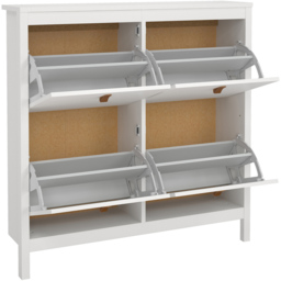 Florence Barcelona 4 Flip Down Doors White Shoe Cabinet - thumbnail 4