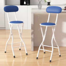 Blue Padded Folding Breakfast Bar Stool Set of 2
