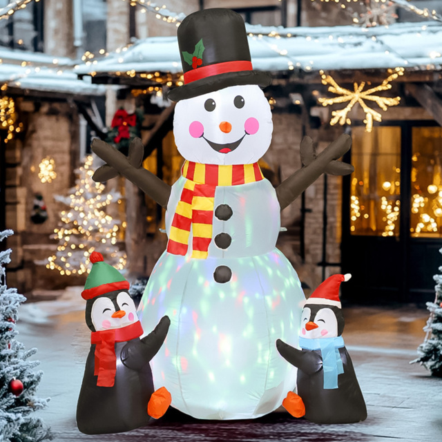 StarBright Christmas Blow Up Inflatable Snowman Penguin with LEDs and Flashing Projector Light 5.9ft - image 1