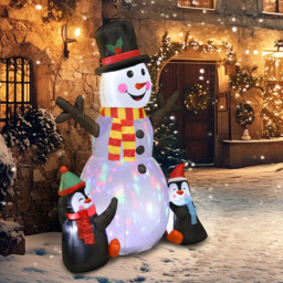 StarBright Christmas Blow Up Inflatable Snowman Penguin with LEDs and Flashing Projector Light 5.9ft - thumbnail 4