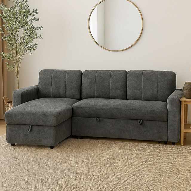 Aspire Nexis Charcoal Left Hand Chaise Corner Sofa Bed with Storage - image 1