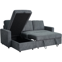 Aspire Nexis Charcoal Left Hand Chaise Corner Sofa Bed with Storage - thumbnail 4