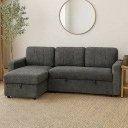 Aspire Nexis Charcoal Left Hand Chaise Corner Sofa Bed with Storage
