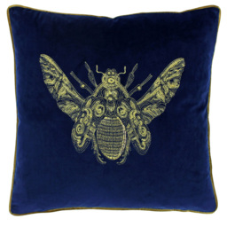 Paoletti Cerana Royal Blue Embroidered Velvet Cushion