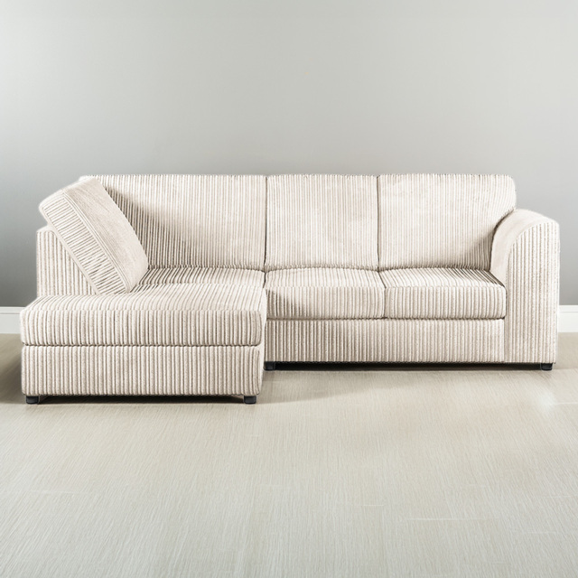 Luxor 4 Seater Cream Jumbo Cord Left Hand L Shaped Corner Sofa with Full Back - image 1