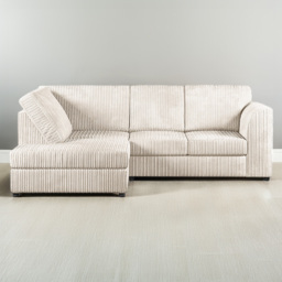 Luxor 4 Seater Cream Jumbo Cord Left Hand L Shaped Corner Sofa with Full Back