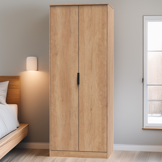 Crowndale Hong Kong 2 Door Nebraska Oak Tall Wardrobe Ready Assembled - image 1