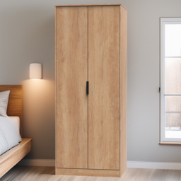 Crowndale Hong Kong 2 Door Nebraska Oak Tall Wardrobe Ready Assembled - thumbnail 1