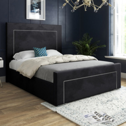 Lucca Black Single Velvet Upholstered Bed Frame with High Headboard