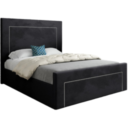 Lucca Black Single Velvet Upholstered Bed Frame with High Headboard - thumbnail 2