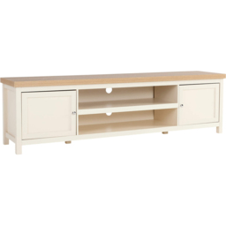 Home Source Avon 2 Door 2 Shelf White Oak TV Unit - thumbnail 2