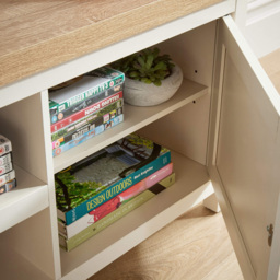 Home Source Avon 2 Door 2 Shelf White Oak TV Unit - thumbnail 4