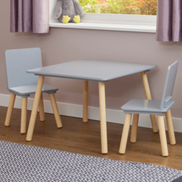 Liberty House Toys Kids Grey and Pinewood Table and Chair Set