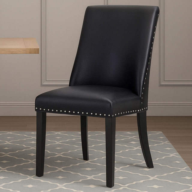 Premier Housewares Rodeo Black Leather Effect Dining Chair - image 1