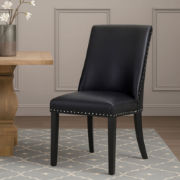 Premier Housewares Rodeo Black Leather Effect Dining Chair - thumbnail 4