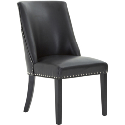 Premier Housewares Rodeo Black Leather Effect Dining Chair - thumbnail 2