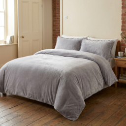 Selena Grey King Size Velvet Duvet Set - thumbnail 4