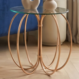 Premier Housewares Lexa Convex Rose Gold Glass Top End Table - thumbnail 1