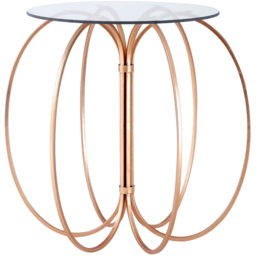 Premier Housewares Lexa Convex Rose Gold Glass Top End Table - thumbnail 2