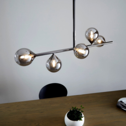 Merano Grosseto Smoked Mirror Glass Black Chrome Bar Ceiling Light - thumbnail 4