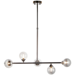 Merano Grosseto Smoked Mirror Glass Black Chrome Bar Ceiling Light - thumbnail 3