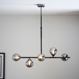 Merano Grosseto Smoked Mirror Glass Black Chrome Bar Ceiling Light - thumbnail 2