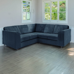 Luxor 5 Seater Navy Blue Jumbo Cord L Shaped Corner Sofa with Full Back