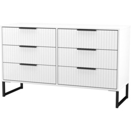 Crowndale Fluted 6 Drawer White Matt Wide Chest of Drawers Ready Assembled - thumbnail 4