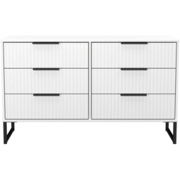 Crowndale Fluted 6 Drawer White Matt Wide Chest of Drawers Ready Assembled - thumbnail 2
