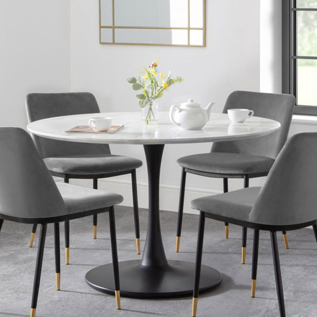 Julian Bowen Holland Black and White 4 Seater Round Pedestal Dining Table - image 1